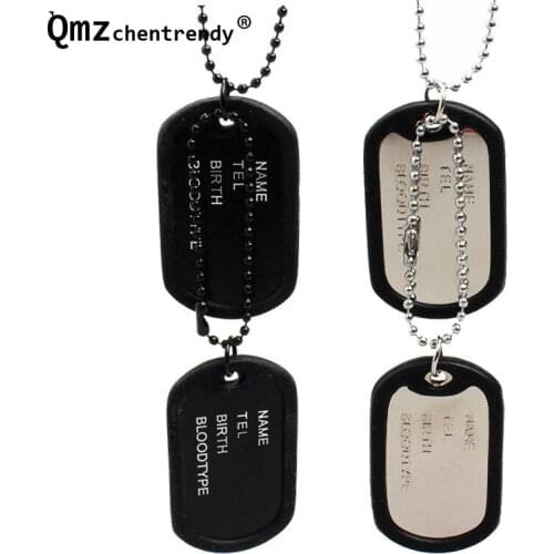 Men High Qualtiy Hip Hop personal Information Necklace U.S. Soldiers Double Dog Tag Necklace Men Punk Jewelry wholesale price