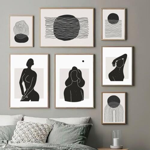 Geometric Lines Abstract Nude Body Art Nordic Posters And Prints Modern Wall Art Canvas Painting Decor Pictures For Living Room