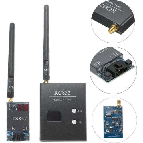 5.8G 600mw 5KM Wireless AV Transmitter TS832 40CH + RC832 Receiver 48CH For RC FPV Racing Drone