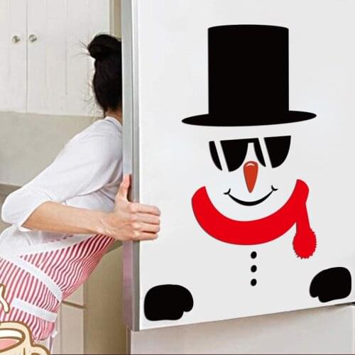 Christmas Snowman Sticker Emoticons For Fridge Window Xmas Holiday Party Decor Supplies Self-adhesive Home Refrigerator Stickers