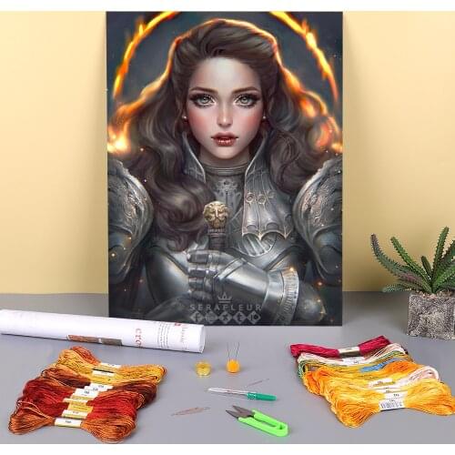 Cartoon Girl Woman Printed Water-Soluble Canvas 11CT Cross Stitch Embroidery Full Kit DMC Threads Hobby Knitting Gift