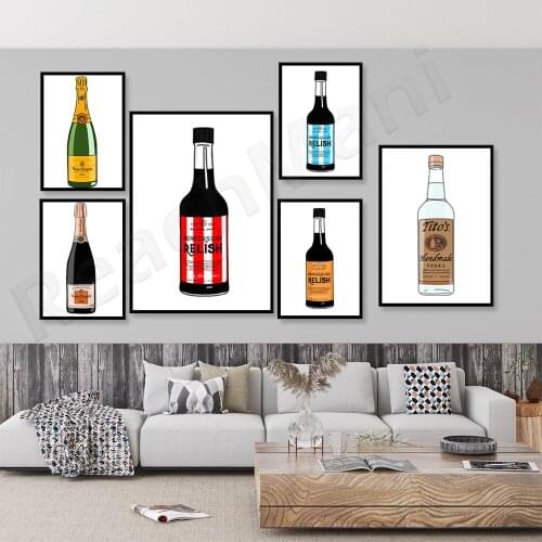 Modern Champagne Poster Wall Art Canvas Painting Printmaking Poster Picture Living Room Decoration