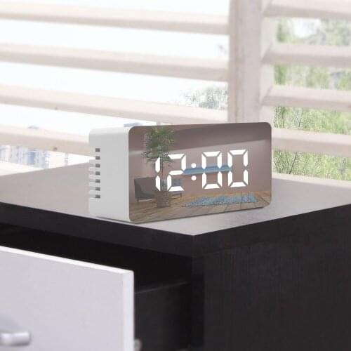 Thermometer Mirror Clock with Snooze Function USB & Battery Operated Desk Table Alarm Clocks Digital LED Display Desktop Clock