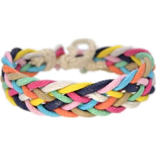 ZV New Wide Version Braided Bangle Bracelet Student Adjustable Red Black Rope Jewelry For Girl and Boy Paired DIY Gift