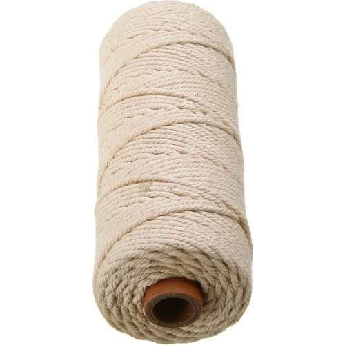 1 Roll Cotton Braided Twisted Cord 3mm Diameter Natural Beige Thread Bundle Rope Handcraft DIY Festival Decor Wrapped Zongzi