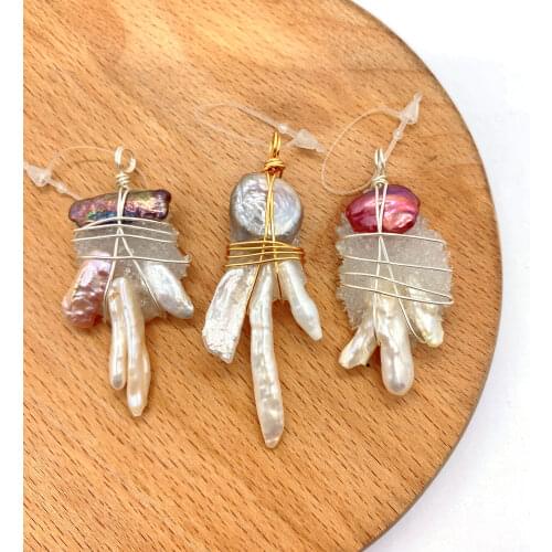 1pc Fashion Natural Freshwater Pearl Pendants Animal Feet Shape Manual Winding Claw DIY for Making Necklace 20x40-30x60mm Size