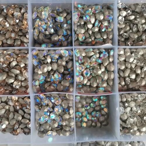 20pcs/lot Oval nail crystal Rhinestones glass charms shiny ellipse gems nail tips art 8X10mm JZ29