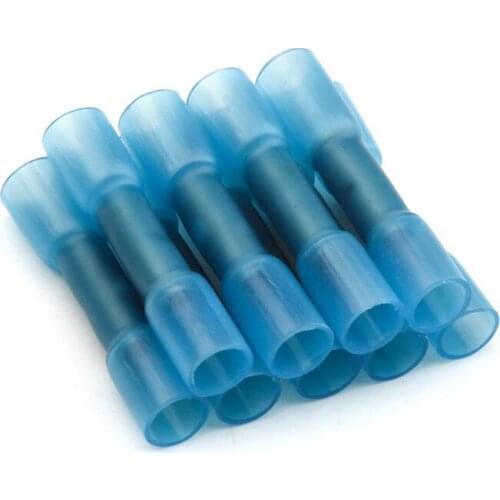 20Pcs Blue Insulated Heat Shrink Terminals Seal Butt Wire Connectors Cable Crimp Terminals Connectors Set 1.5-2.5mm2