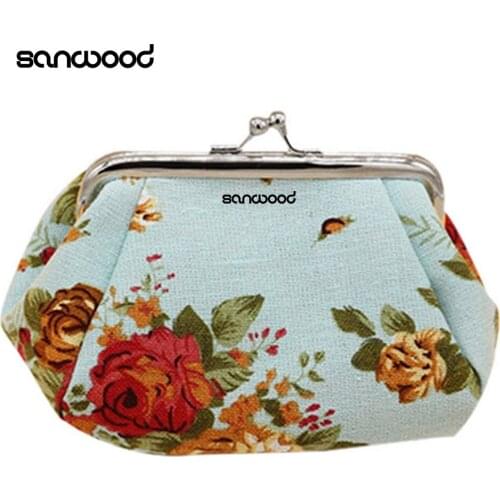 2016 Women Flower Printed Canvas Wallet Card Holder Coin Purse Clutch Handbag Bag