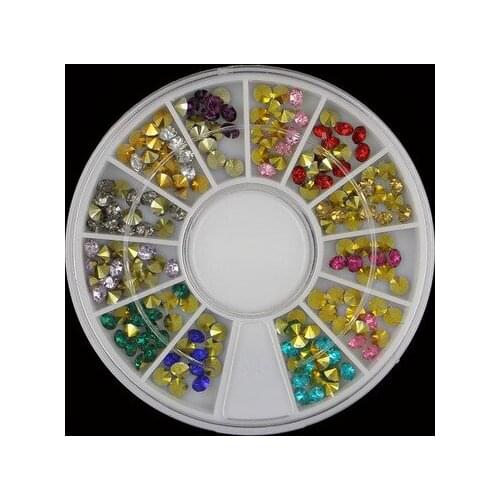 2018 NEW! pointback Manicure jewelry diamond DIY resin nail drill tip at the end of12color mixing