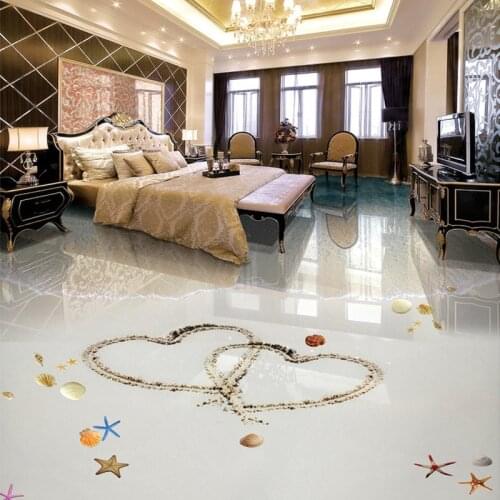 Custom 3D Photo Wallpaper Beach Waves Bathroom Living Room Floor Mural Sticker 3D PVC Self-adhesive Floor Wallpaper Waterproof