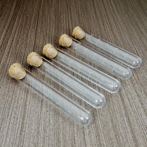 50pcs 16x100mm Clear Plastic Test Tubes With Corks Caps and Scale,Empty Scented Tea Tube,Wedding Gift Vial