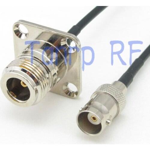 8in BNC female jack to N female with 4 hole panel RF connector adapter 20CM Pigtail coaxial jumper cable RG174 extension cord