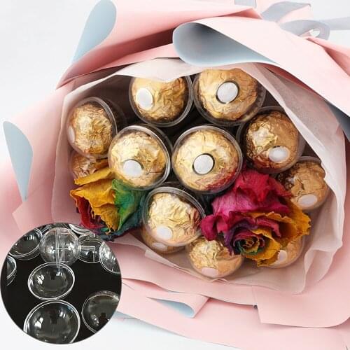 95PCS Chocolate Storage Balls DIY Transparent Open Plastic Clear Bauble Ornament Gift Present Candy Box Chocolate Bouquet Decor