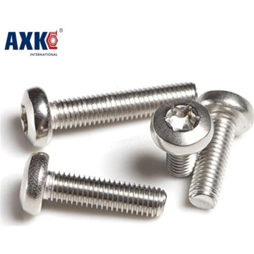 Axk 100pcs M5*8/10/12/14/16/18/20/22/25/30 M5 Torx Pan Head Machine Screw Stainless Steel 304 T25