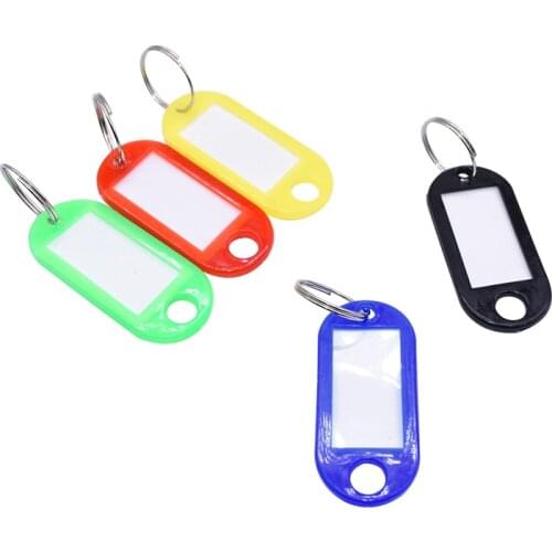 50Pcs/set Plastic Key Fobs Language ID Tags Labels Key Rings Name Tags With Split Ring For Baggage Key Chains Key Rings