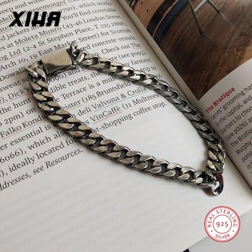 925 Sterling Silver Bracelets for Women Men 2020 Cuban Link Chain Couple Bracelets for Lovers Luxury Korean Minimalist Jewelry