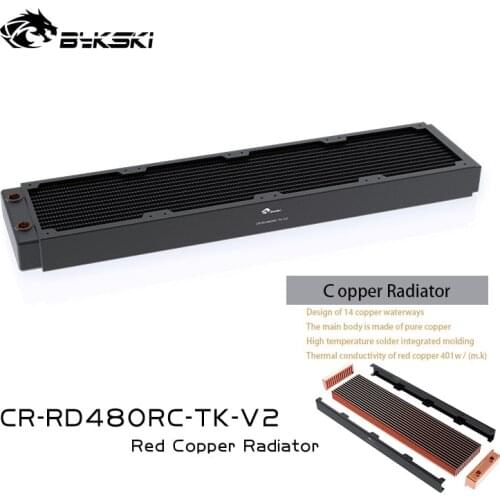 Bykski CR-RD480RC-TK-V2 480mm Copper Radiator High Performance Water Cooler Radiator Water Cooling Heatsink For PC Case