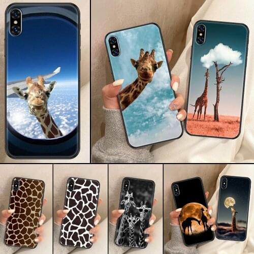 The Giraffe Animal Phone Case For iphone 5 5S SE 2 6 6S 7 8 11 12 Mini Plus X XS XR Pro Max black 3D prime pretty shell silicone