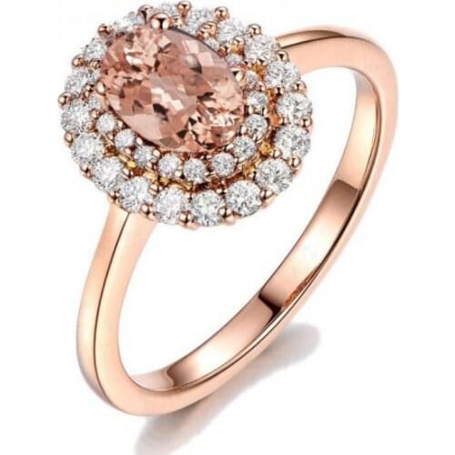 Choucong Brand New Luxury Jewelry Rose Gold Fill Oval Cut AAA Champagne Cubic Zirconia Lucky Wedding Band Ring For Women Gift