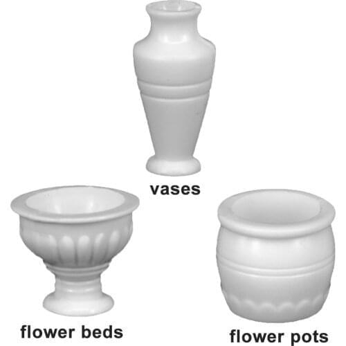 Miniature White Plastic Flower Pot Model Scale 1/100-1/200 Landscape Model Toys for Child Kid Dolllhouse Decoration