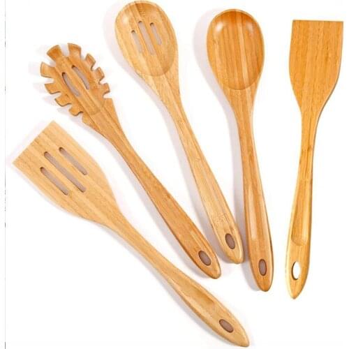 Bamboo Wooden Spoons for Cooking,Nonstick Cookware Kitchen Utensils Set,Spatula Spoons Cooking Tools for Nonstick Pans