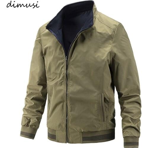 DIMUSI Autumn Mens Bomber Jackets Male Slim Fit Business Coats Casual Man Outwear Both-Side Wear Baseball Jackets Men Clothing