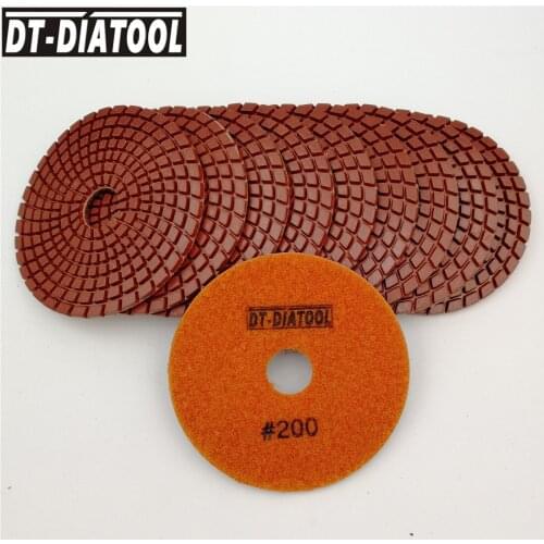DT-DIATOOL 10pcs flexible Diamond Polish polishing Disc Pads 200# For Granite or Marble or Concrete or Stone Grinding Disc