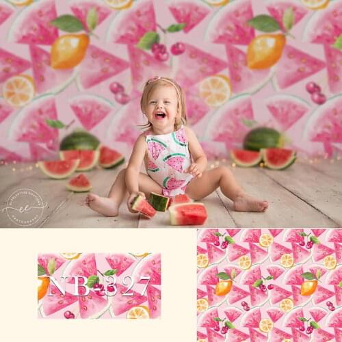 Watermelon Cherry Summer Fruit Theme Photography Backdrops Pink Sweet Girl Birthday Photo Props Studio Booth Background