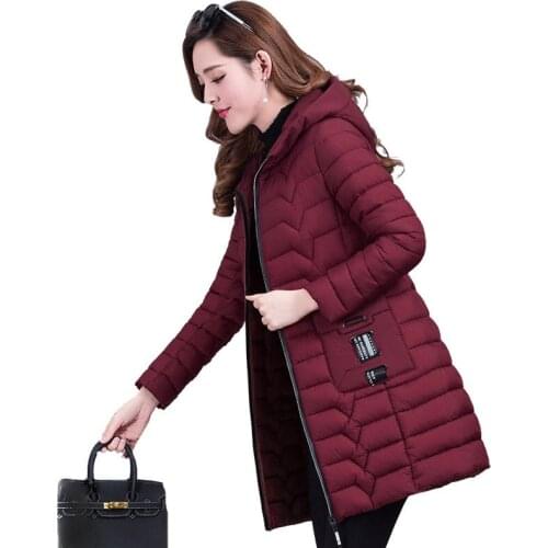 Plus Size 6XL 2021 New Korean Slim Hooded Cotton Down Jacket Winter Cotton Coat Jacket Womens Printing Removable Cap Jacket