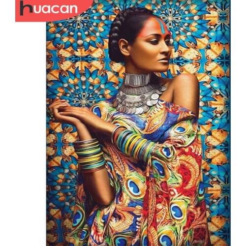 HUACAN 5D DIY Diamond Painting Woman Africa Full Drill Square Home Decoration Rhinestone Picture Handcraft Kit Gift