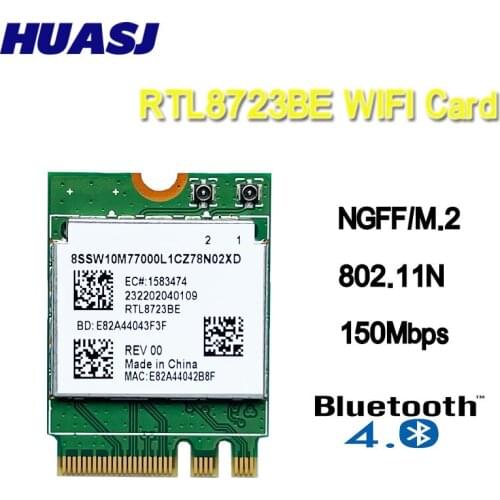 HUASJ RTL8723BE NGFF M.2 Interface For Bluetooth 4.0 For DELL Acer Samsung Notebook Wireless Card