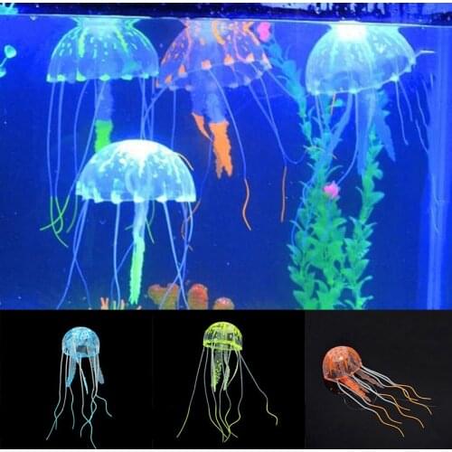 Artificial Swim Glowing Effect Jellyfish Aquarium Decoration Fish Tank Underwater Live Plant Luminous Ornament Aquatic Landscape