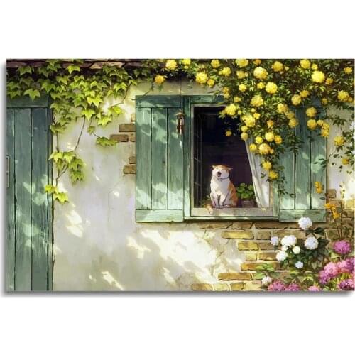 Little cat in front of the window HD Posters Poster Decorative Painting Canvas Wall Art Living Room Posters Bedroom Painting