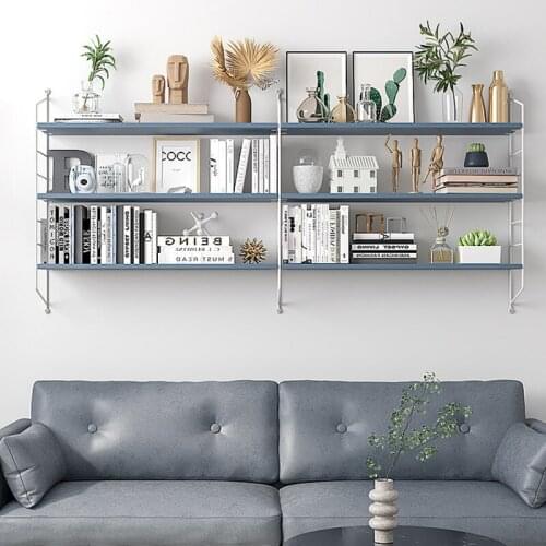 Nordic fashion metal wall mounted storage rack punch-free living room book shelf multi-functional practical bathroom organizer