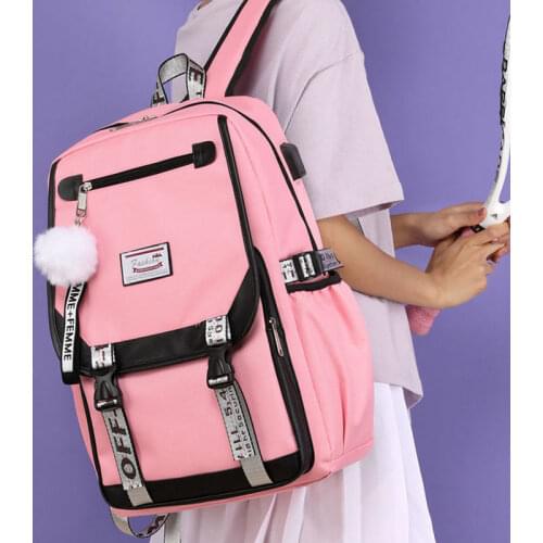 Sweet Cute School Bags for Teenage Girls Backpack USB Nylon BackPack Women Bagpack Large Capacity 2021 New