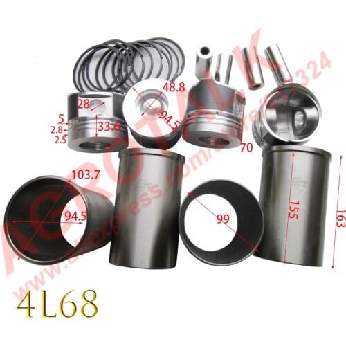 Set of pistons groups with bearings, head gasket for Changchai 4L68, part number: 4L68-030003, 4L68-050001-1