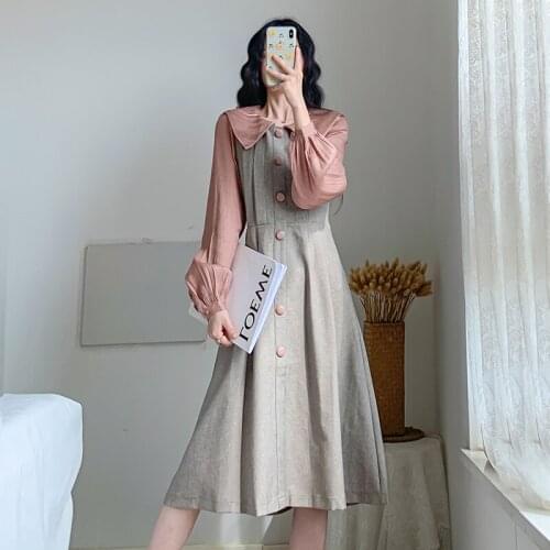 2021 Autumn New Sweet Lovely Gentle Elegant Slim Waist Temperament French Retro Fairy Small fragrance dress
