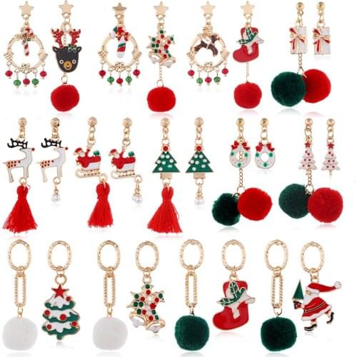New Christmas Earrings Crystal Snowman Jewelry Christmas Tree Stud Earring For Women Creative Party Accessories Girl Gifts