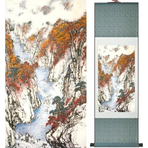 Landscape painting Home Office Decoration Chinese scroll painting mountain and River paintingPrinted painting042411