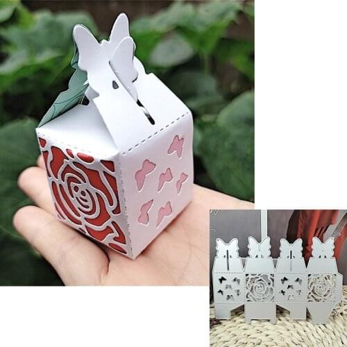 Suitable for metal cutting die and scrapbook DIY embossed paper craft Butterfly Rose candy box gift box 2020 NEW