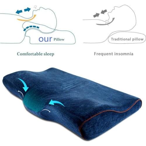 Memory Foam Sleeping Pillow Slow Rebound Butterfly Shaped Cervical Spine Protection Neck Pillow For Relief Shoulder Pain Bedding