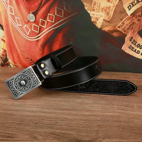 Western cowboy zinc alloy retro pattern belt buckle leather mens belt birthday gift