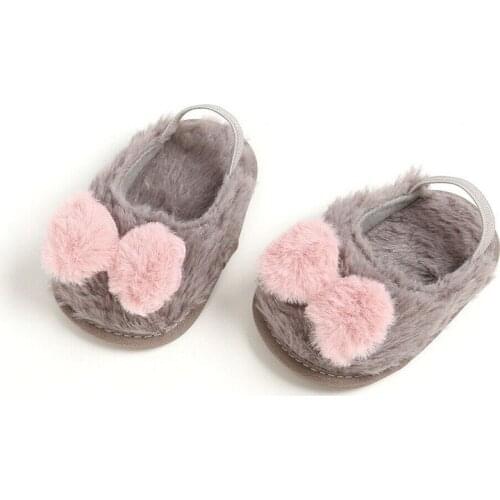 2020 Faux Rabbit CottonToddler Infant Kids Girls Boys Bow Slippers Slides Soft Plush Shoes 0-18M