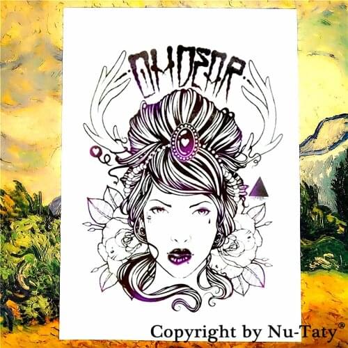 SHNAPIGN Deer Fairy Lady Temporary Tattoo Body Art Flash Tattoo Stickers 21*15cm Waterproof Car Styling Home Decor Wall Sticker