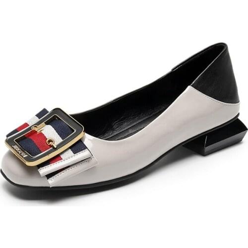 Single Shoes Female Leather Autumn Shallow Boat2019 Summer New Wild Summer Autumn Flat Autumn Small Shoes