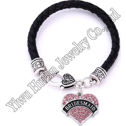 BRIDESMAID Crystal Heart Bracelet Jewelry Wedding Bridesmaid Gift