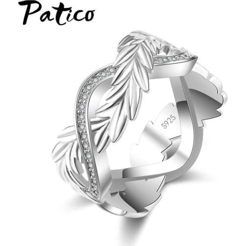 Unique Design Feather Rotation Rings Sythetic Crystal Rhinestone Real Genuine Brand 925 Sterling Sliver Hot Drop shipping