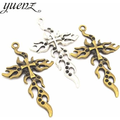 YuenZ 3pcs Antique silver color Charms cross Plated Pendants Jewelry Making DIY Handmade Craft 63*37mm T16