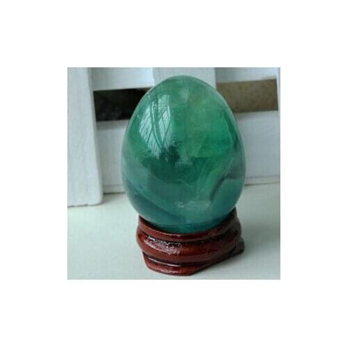 Polka dot green fluorite egg antozonite crystal stone+stand